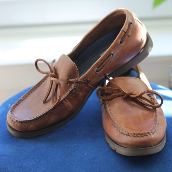 Sperry Shoes Mens Size 85 Cognac Leather Sperry Slip On Boat Shoe